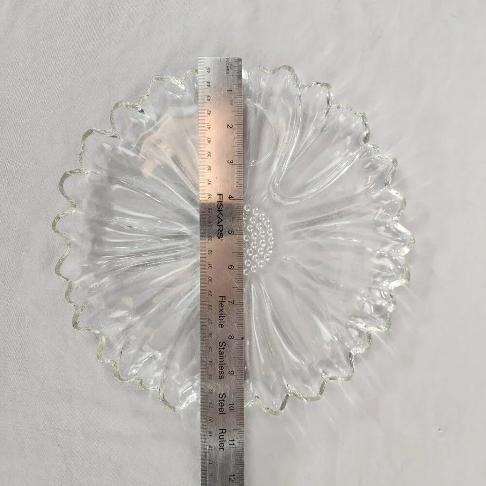 VTH Hazel Atlas Clear Sunflower Luncheon Plate 10 inch MCM 1950s no cup